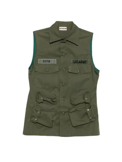 Pre-owned A.n.g.e.l.o. Vintage Upcycling Upcycled Pocket Vest In Green