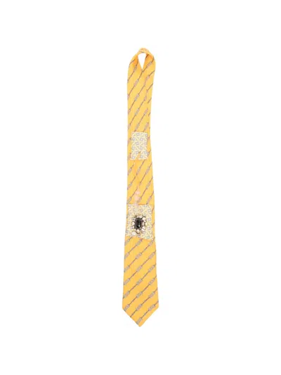 Pre-owned A.n.g.e.l.o. Vintage Upcycling X Stefania Bertoni Customised Hermés Embellished Chain-print Tie In Yellow