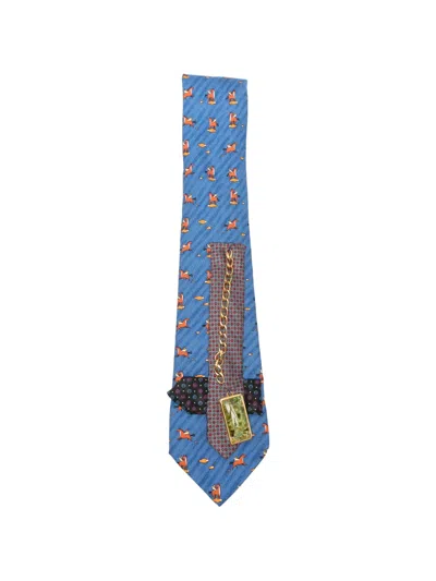 Pre-owned A.n.g.e.l.o. Vintage Upcycling X Stefania Bertoni Customised Hermès Pattern Tie In Blue