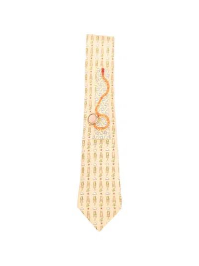 Pre-owned A.n.g.e.l.o. Vintage Upcycling X Stefania Bertoni Customised Hermès Patterned Tie In Yellow