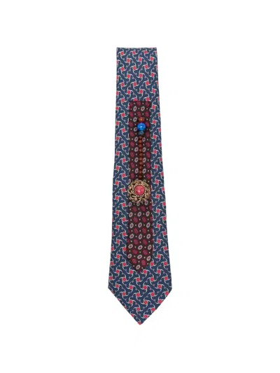 Pre-owned A.n.g.e.l.o. Vintage Upcycling X Stefania Bertoni Customised Hermés Silk Tie In Blue