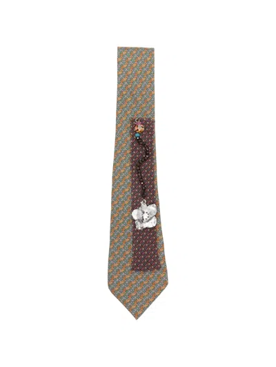 Pre-owned A.n.g.e.l.o. Vintage Upcycling X Stefania Bertoni Customised Hermés Silk Tie In Green