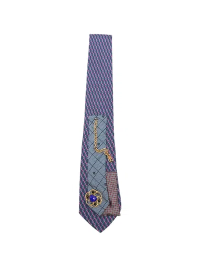 Pre-owned A.n.g.e.l.o. Vintage Upcycling X Stefania Bertoni Customised Hermès Tie In Blue