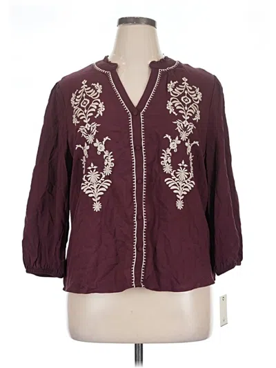 Pre-owned Angels 3/4 Sleeve Blouse In Burgundy