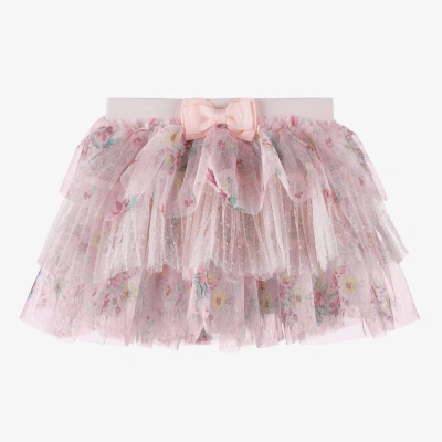 Angel's Face Baby Girls Pink Floral Tulle Skirt