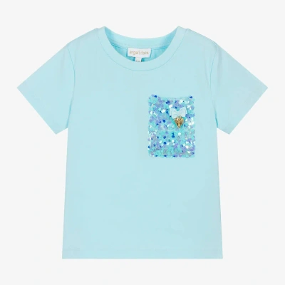 Angel's Face Kids' Girls Blue Cotton Sequin T-shirt