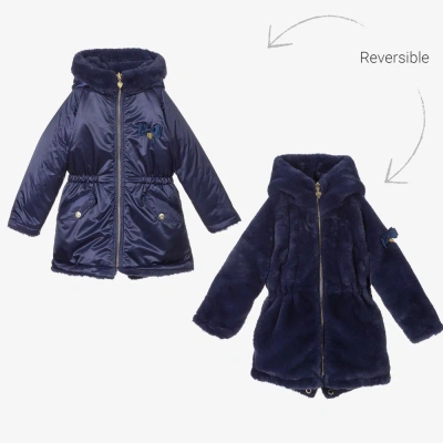 Angel's Face Babies'  Girls Navy Blue Reversible Coat