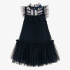 ANGEL'S FACE GIRLS NAVY BLUE SPOTTED TULLE DRESS