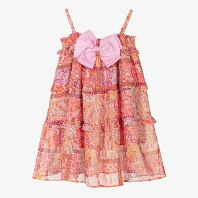 Angel's Face Kids' Girls Pink & Orange Chiffon Paisley Dress