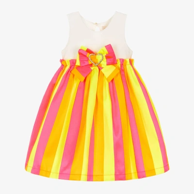 Angel's Face Kids' Girls Pink Satin Neon Stripe Dress