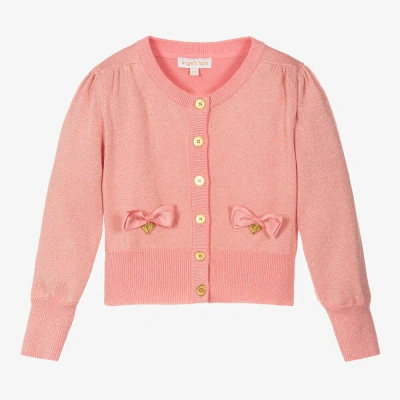 Angel's Face Kids' Girls Sparkly Pink Cotton Bow Cardigan