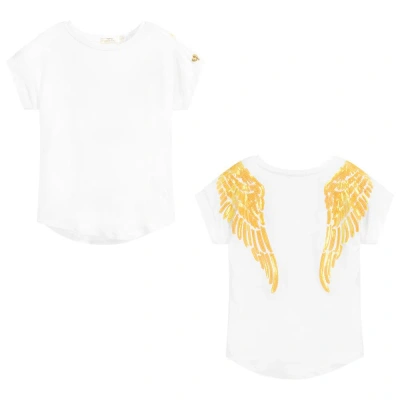 Angel's Face Babies'  Girls White & Yellow Wings T-shirt