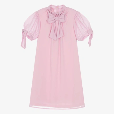 Angel's Face Teen Girls Pink Crêpe Chiffon Bow Dress