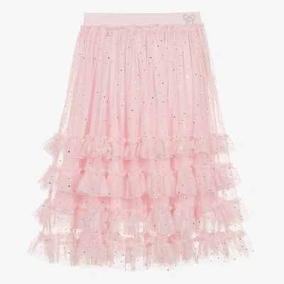 Angel's Face Teen Girls Pink Tulle Midi Skirt