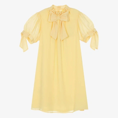 Angel's Face Teen Girls Yellow Crêpe Chiffon Bow Dress