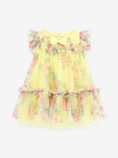 Angel's Face Baby Girls Roses Tulle Dress In Yellow