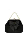 Angel's Face Bow-embellished Pearl-handle Tote Bag In Black