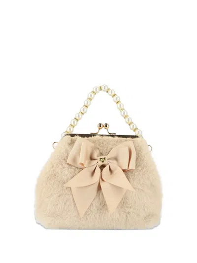 Angel's Face Bow-embellished Pearl-handle Tote Bag In Neutral
