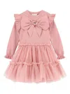 Angel's Face Bow-embellished Tulle Dress In Pink
