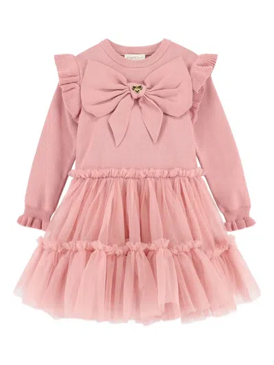 Angel's Face Kids' Bow-embellished Tulle Dress In Pink