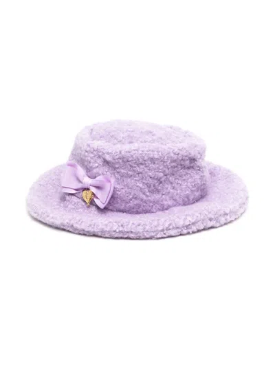 Angel's Face Kids' Bow-embellished Fleece Hat In Purple