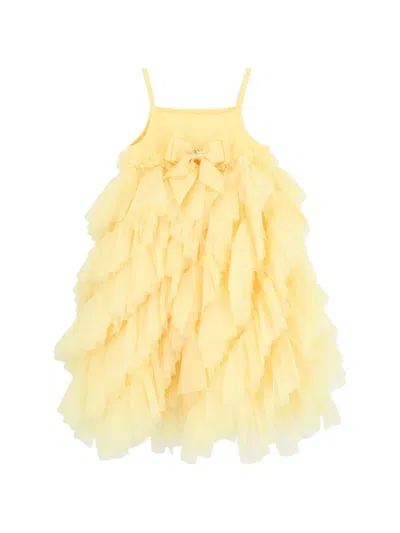 Angel's Face Kids' Cascade Waterfall Ruffled Dress In Yellow