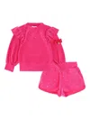 Angel's Face Girls Bijou Crystal Velour Short Set In Pink