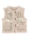 Angel's Face Angels Face Girls Cher Metallic And Faux Fur Gilet In Neutral