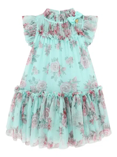 Angel's Face Kids' Floral Tulle Dress In Blue