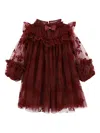 Angel's Face Floral Tulle Dress In Red