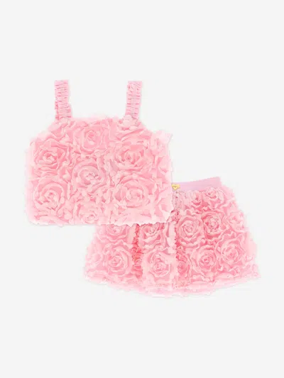 Angel's Face Babies' Angels Face Girls Blossom 3d Roses Skirt Set In Pink