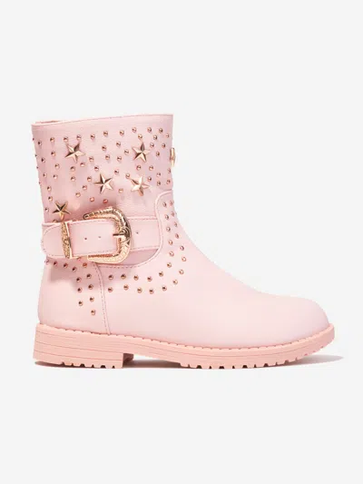 Angel's Face Teen Girls Pink Studded Faux Leather Boots