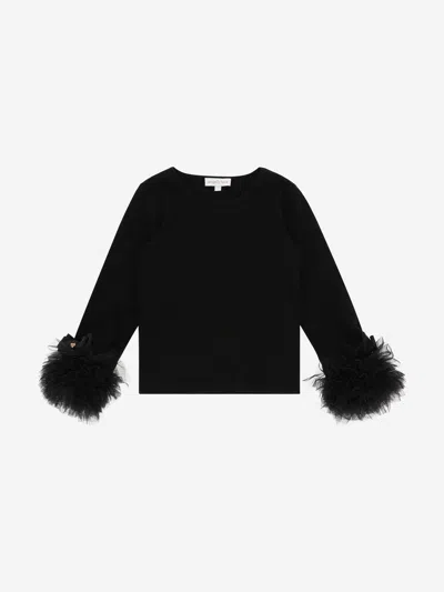 Angel's Face Babies' Angels Face Girls Dua Tulle Cuff Top In Black