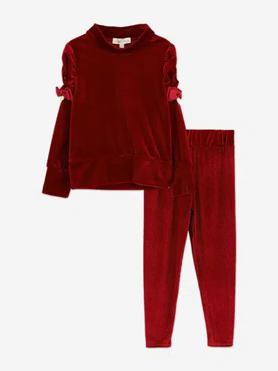 Angel's Face Babies' Angels Face Girls Finella Velveteen Leggings Set In Red