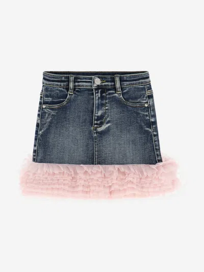 Angel's Face Kids' Angels Face Girls Gigi Tulle Trim Denim Skirt In Black