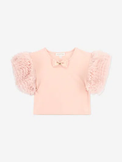 Angel's Face Babies' Angels Face Girls Lessi Puff Tulle Sleeve Top In Pink