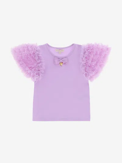 Angel's Face Babies' Girls Lexie Tulle Sleeve Top In Purple