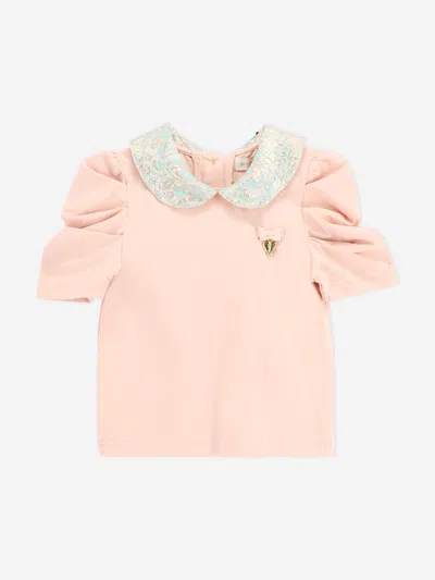 Angel's Face Babies' Girls Marcy Paisley Collar Top In Pink
