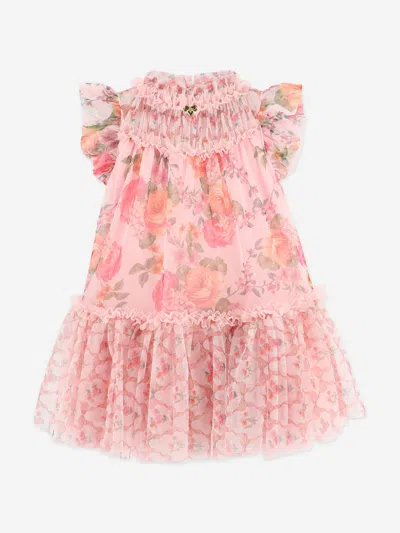 Angel's Face Babies' Angels Face Girls Marigold Mixed Bow Floral Dress In Pink