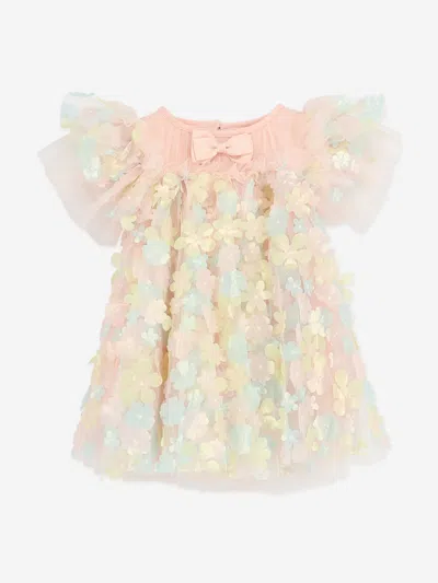 Angel's Face Babies' Angels Face Girls Marlowe 3d Multi Flower Tulle Dress In Pink