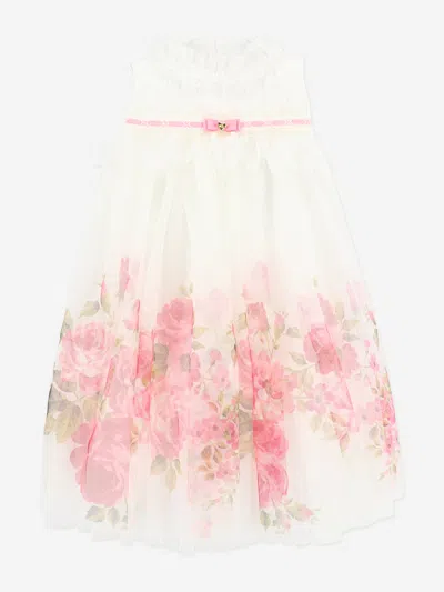 Angel's Face Babies' Angels Face Girls Mindi Border Print Tulle Dress In White