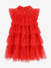 Angel's Face Angels Face Girls Mitzi Gold Dot Tiered Dress In Red