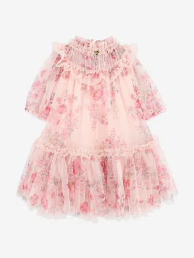 Angel's Face Babies' Angels Face Girls Myrtisa Posy Print Tulle Dress In Pink
