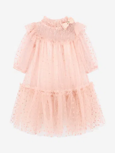 Angel's Face Babies' Girls Myrtle Flock Hearts Tulle Dress In Pink