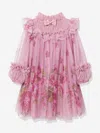 Angel's Face Girls Nadiya Border Print Tulle Dress In Pink