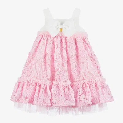 Angel's Face Kids' Girls Pink Embroidered Tulle & Jersey Dress