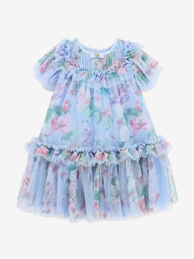 Angel's Face Babies' Angels Face Girls Victoria Garden Flower Ruffle Dress In Blue