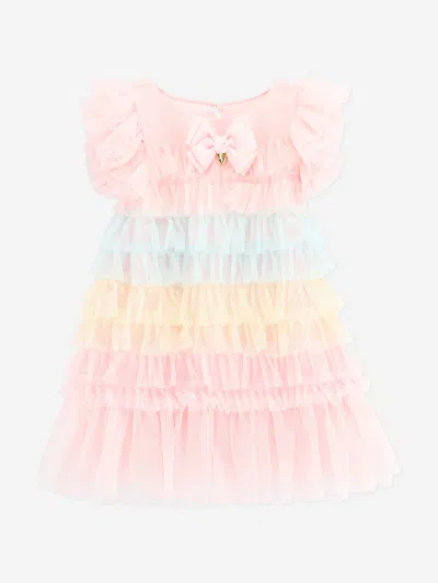 Angel's Face Kids' Girls Waterfall Ruffle Dress In Pink