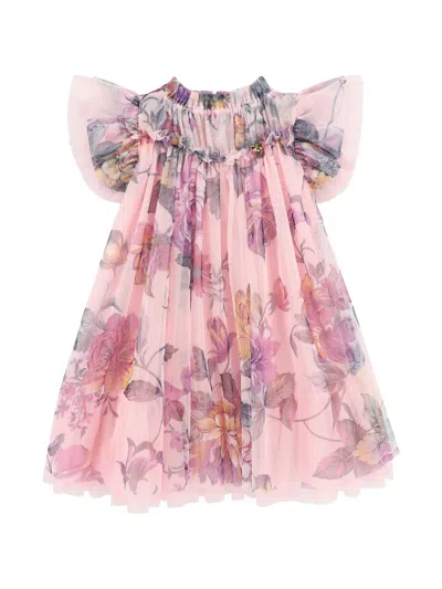Angel's Face Kids' Hettie Ruffled Floral-print Dress In Pink