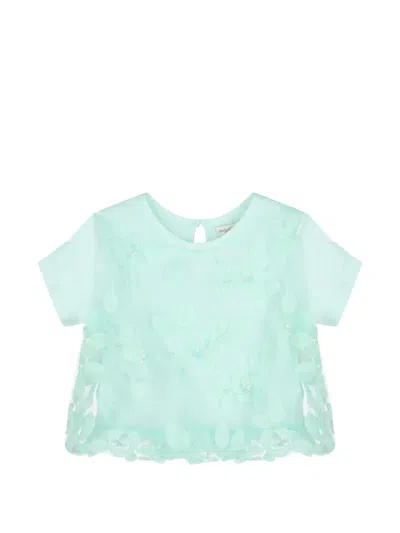 Angel's Face Kids' Leaf-embellishment T-shirt In Blue